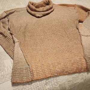 CAbi Marled Knit Sweater in Cream and Orange